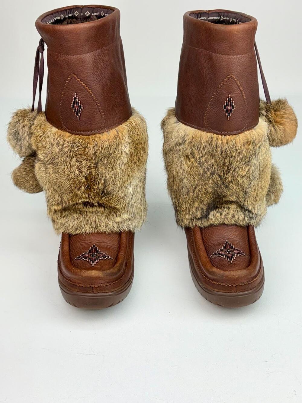 Manitobah Mukluks Snowy Owl Waterproof Grain Mukluk Boots Womens Size 8 Brown